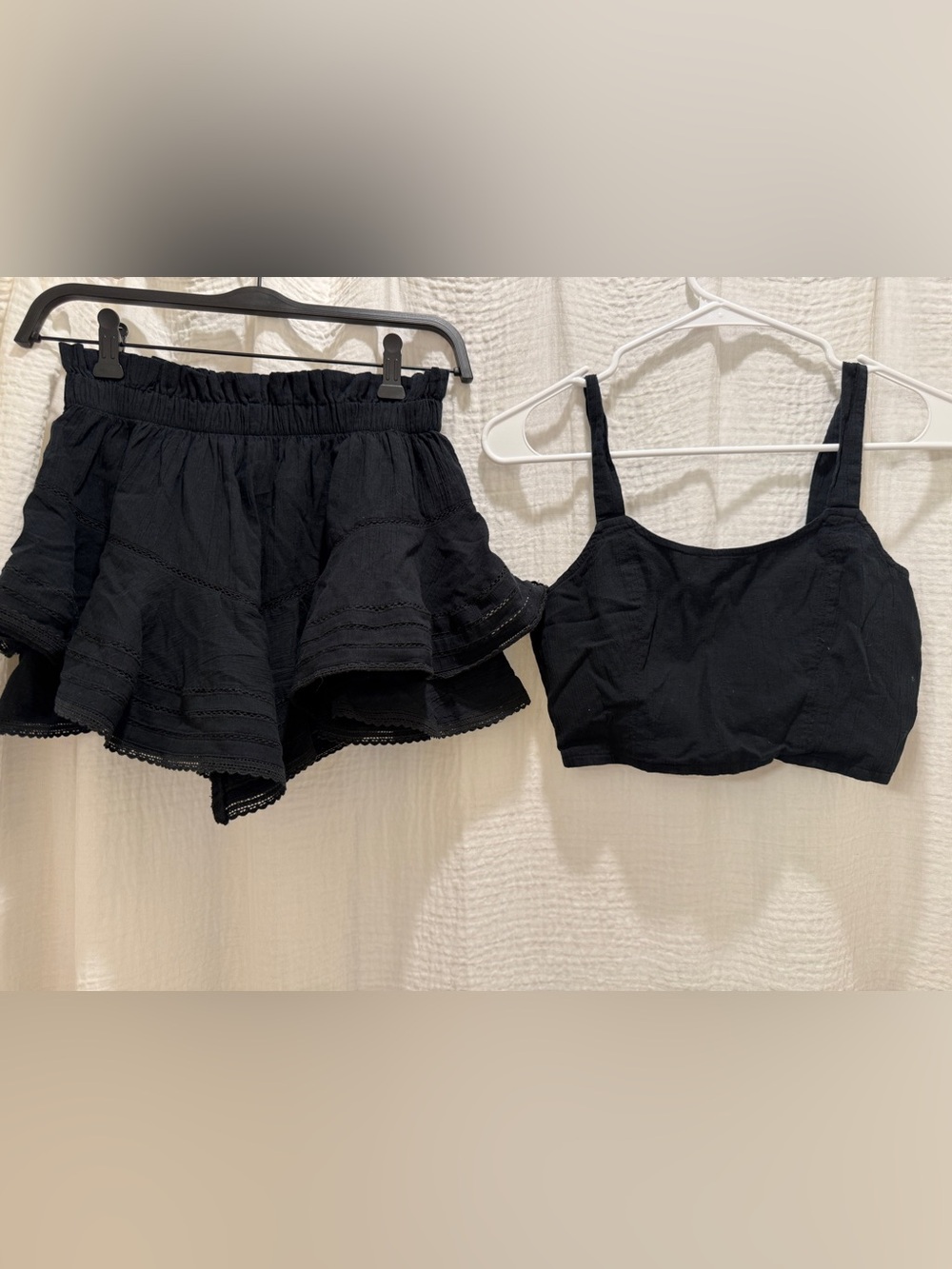 NWT Aerie Ruffle Skort & Matching Crop Top Set - Black - Size XS